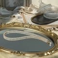 Double-layered pearl necklace with leaf design and gold plating on mirror background - 14# Necklace-Gold Round (HN2476)