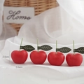 Set de cuatro velas aromáticas de cereza roja con tallos verdes, deco, 3,5cm x 2,5cm - Paquete de 4 / Rojo