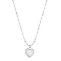 Collana con catena satellite argento e ciondolo a cuore in madreperla bianca - Cuore / Argento
