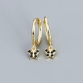 S925 sterling silver gold-plated butterfly hoop earrings with black sparkling crystals - Gold (Black Zirconia)