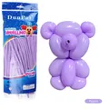 100er-Pack macaron violette lange Zauberballons mit gewebter Bären-Ballonfigur - 100 Stk/Packung / Macaron Lila