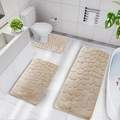 Set da bagno beige da 3 pezzi con trama a ciottoli in rilievo su pavimento moderno - 40*50U + 50*80 (Set da 2) / Motivo Pietra Cammello