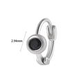 Silver hoop earrings with 2.94mm round black zircon inlay and hinged closure - #10 Black Zircon Style