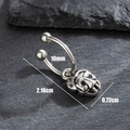 Zilveren vintage tijgerkop oorbel van roestvrij staal met 10mm ringdiameter - Fijn Gesneden Tijger Schedel Stijl (S414)