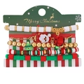 Christmas 5-piece bead bracelet set with Santa Claus, tree, and bell charms in red and green - Santa Claus And Christmas Tree Style (MY2698-2)