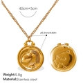 Aquarius zodiac pendant necklace in 18K gold plated stainless steel for women - Gold-Aquarius