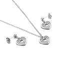 Ensemble collier et boucles d'oreilles cœur multicouche argenté en acier inoxydable - Argent (KS143444-Z)
