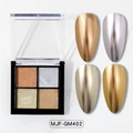 Feste Spiegel-Nagelpulver-Palette mit Bronze, Silber, Gold und Champagner-Metallic-Finish - 4-Farben Fester Spiegelpuder-MJF-GM402