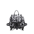 Sac à dos tendance motif léopard avec clous argentés et détails de boucles - Noir