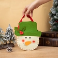 Christmas snowman felt gift bag with green hat and red handle for holiday candy - Snowman