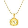 18K gold titanium steel necklace featuring a white shell pendant with the letter K - Letter K (S-P005-K)
