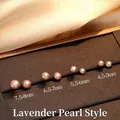 Juego de cuatro pendientes de perlas de agua dulce de color lila de 4,5 mm a 8 mm - 4.5-5mm/Par / Lila Claro