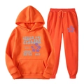 Ensemble sweat à capuche et jogging orange en polaire avec imprimé Siesta Key - L / Haut Et Bas / Orange (Style 65)