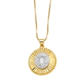 Golden sunburst necklace with crystal halo pendant and box chain for women - Letter O
