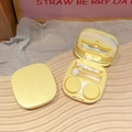 Estuche para lentillas amarillo brillante con espejo, pinzas y aplicador de contacto - Amarillo