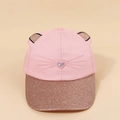 Rosa Katzen-Basecap für Mädchen mit glitzerndem Paillettenschirm und süßen Katzenohren - Einheitsgröße / Rosa