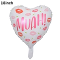 18-inch white heart-shaped foil balloon with pink MUAH and lip print design - 18 Inch Valentine's Heart Lip Prints