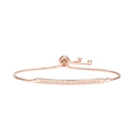 Rose gold adjustable bolo bracelet with a curved bar set with sparkling cubic zirconia - Bar Rose Gold