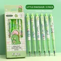 0.5mm erasable gel pen set in crystal blue with green dinosaur theme illustrations - Boys Little Dinosaur Style 6Pcs/Box - Crystal Blue Ink