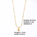 Détail du collier chaîne dorée 45cm avec perles et pendentif étoile et dimensions - Or-Étoile À Cinq Branches-Chaîne Serpent À Billes