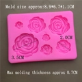 Pink silicone mold with 6 different rose flower shapes for soap and candle making - Style 9 (Multi-size Roses)