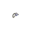 Single silver L-shaped stainless steel nose stud with iridescent rainbow zircon crystal - Inlaid AB Zircon / 0.8*7*2mm / Steel / S-Shape