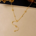 Collana in acciaio inossidabile placcata oro con ciondoli floreali e catena a nappa - Stile Nappa a Forma di Y con Fiori Svuotati (N4050)