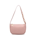 Pink faux crocodile leather hobo shoulder bag with a unique gold chain strap detail - Pink