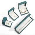 Coffret à bijoux vert foncé comprenant bagues, colliers et bracelets pour rangement - Boîte à bague / Cyan (Cuir PU)