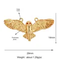 Golden owl charm with celestial moon and star patterns and red zircon eyes - M778607-Gold Small Owl