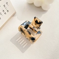 Chic tortoiseshell acetate hair claw clip with rectangular hollow design for women - Beige Tortoise Shell