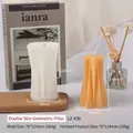 Double star geometric pillar silicone candle mold with finished yellow wax candle result - Double Star Geometric Column LZ-438