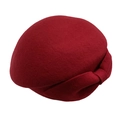 Béret élégant en feutre de laine bordeaux pour femme avec nœud décoratif sur le côté - Adulte 58cm Taille Unique / Rouge