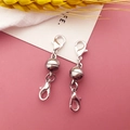 Polished silver magnetic lobster clasp connector for DIY necklace and bracelet crafting - White K Smooth Ball Magnetic Clasp / 8x41mm