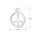 Stainless steel peace symbol pendant with dimensions 14mm height and 12mm width - Peace Symbol Round