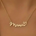 Collier avec pendentif mama en finition dorée et cœur pour cadeau de fête des mères - Collier Or 2 (mama+coeur)