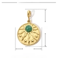 Detailed size parameters of golden celestial sun pendant with natural green stone - YF196x3 (Star Burst/Green Stone)