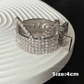 Pinza per capelli a orecchie di gatto in argento con strass, 4cm, per coda di cavallo - Coda di cavallo alta [Orecchie di gatto] Argento