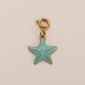 Detail of turquoise starfish pendant with gold grains and 18K gold plated spring clasp - Turquoise Starfish
