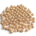 Goldene hohle Strass-Metallperlen für DIY-Schmuckarmbänder und Bastelarbeiten - 6mm (50 Stück Packung) / Strass-Ball Gold Weißer Strass