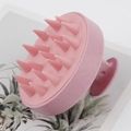 Brosse de massage du cuir chevelu en silicone rose à 19 dents avec base texturée - Paille de Blé Rose (19 Dents)