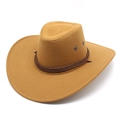 Close-up of suede cowboy hat featuring braided rope band and vintage metal eyelets - M (56-58cm) / Light Khaki