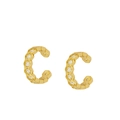 Detail von goldenen C-Ohrklemmen mit sechseckigem Wabenmuster und Zirkonia-Steinen - JQH0121 Honigwaben Ohrmanschette / Gold