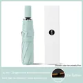 Ice green folding sun umbrella with 16 reinforced ribs and black glue UV coating - [16-rib Double-rib + Reinforced Version] 8k Fully Automatic Sun And Rain Umbrella Ice Green. / Gift Box Not Included