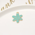 Blue and gold snowflake charm with oil-drop finish for DIY jewelry making - 40# Blue Snowflake (19*24mm)