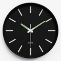 Luminous silent wall clock with a black matte dial and quartz movement in 30cm size - 12 Inch / Scale Line Black Dial Black Frame