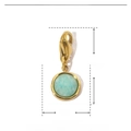 Guía de medidas del colgante de sol en piedra natural con cierre de acero inoxidable oro - Pequeño Redondo-Piedra Azul