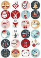 Christmas countdown stickers numbered 1 to 24 with festive illustrations for gift bags - Christmas Reindeer Numbers