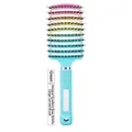 Curved boar bristle hairbrush featuring macaron gradient colors and anti-slip handle - New - Integrated Green Gradient with Bristles