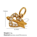 Gold-plated stainless steel heart pendant with white zircons and cupid arrow design - Gold Heart and Arrow Pendant